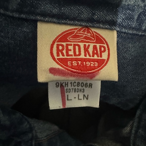 Men's Red Kap pearl snap denim shirt size L - Picture 5 of 5